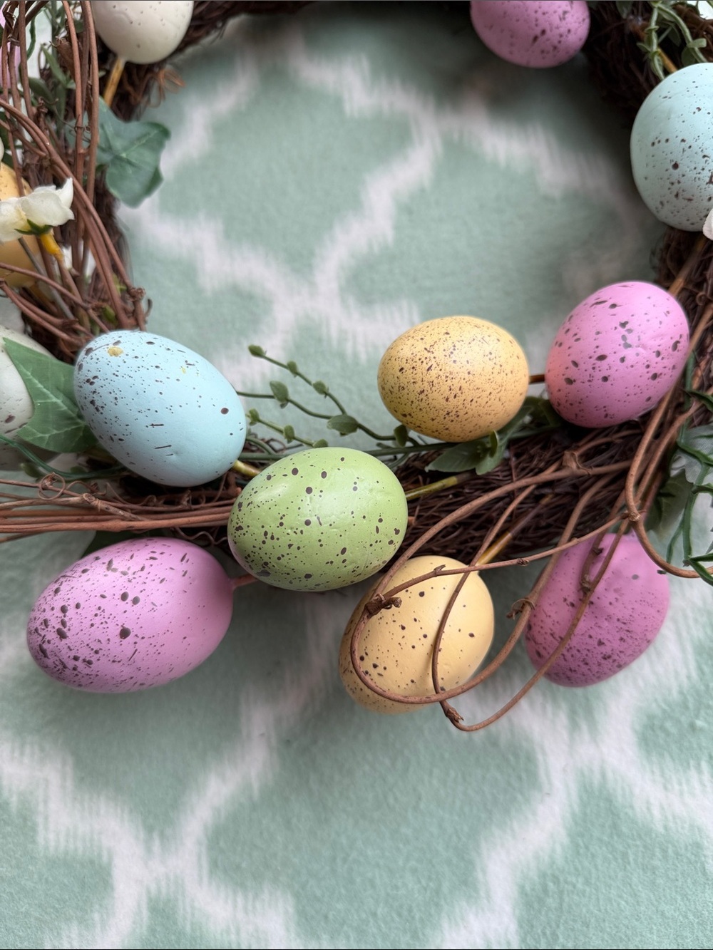 Spring Pastel Egg Wreath - Decorative Home Holiday Accent - Picture 4 of 8
